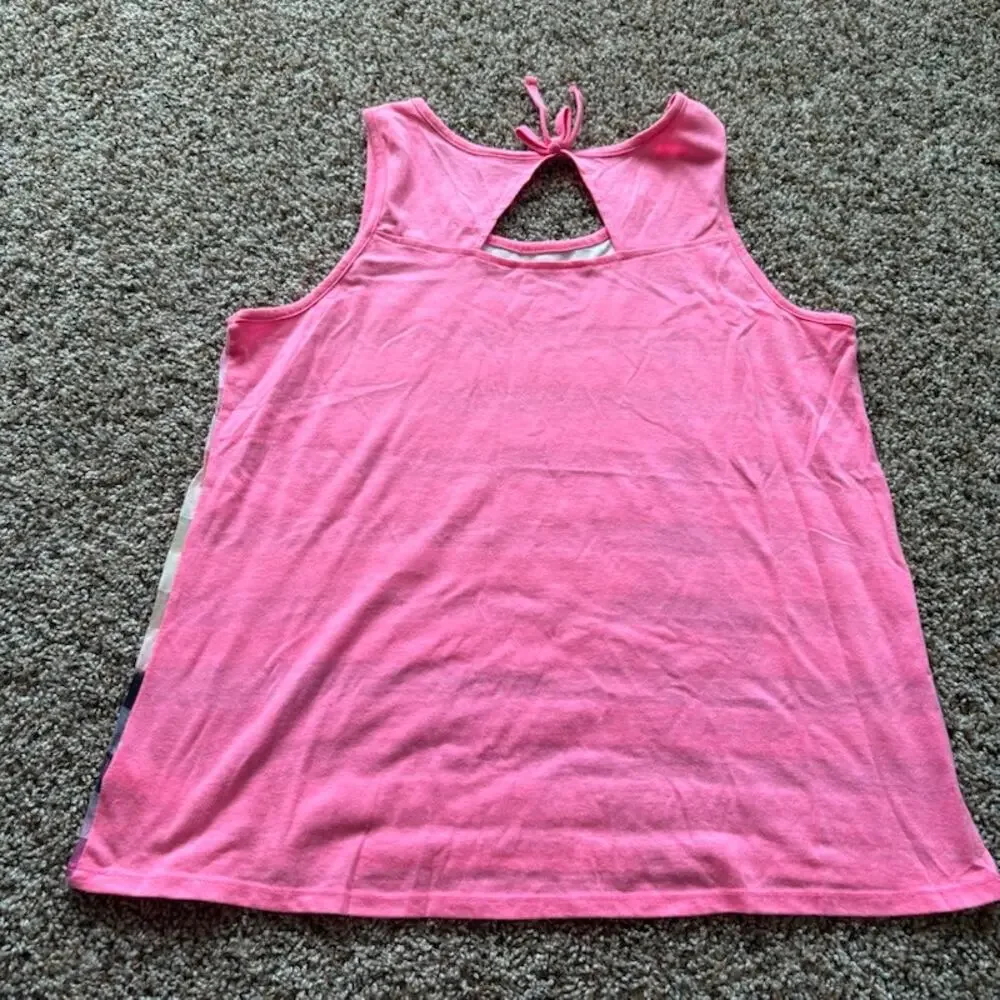 Justice Girls 18/20 Sleeveless Tank Top Meet Me in Paris Pink Stripes